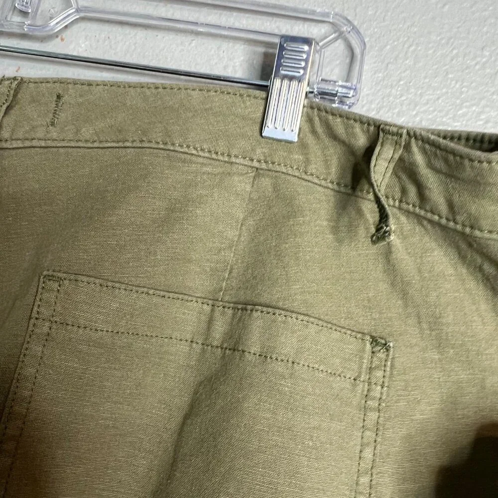 Lila Ryan Stretch Linen Pants Women's 18W Green Martina Straight Capri Ankle NWT